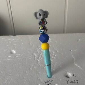 Elephant Stacking Toy with Blue and Yellow Beads